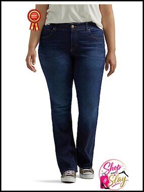 Women's Regular Fit Bootcut Jeans Mid Rise Stretch Denim Casual